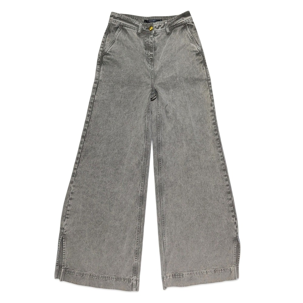 TOCCIN Eileen Wide Leg Denim Pants Desert Gray Side Slit Size 2 NWT $395 - Picture 4 of 14